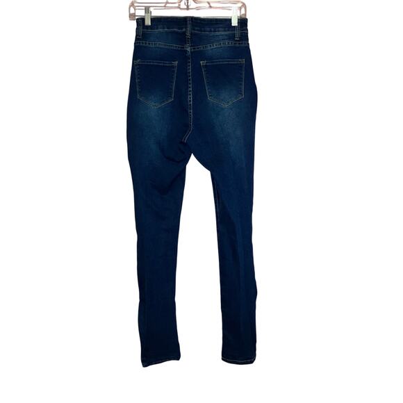 Fashion Nova blue distressed high waisted skinny jeans size 11/12 juniors - Picture 5 of 5